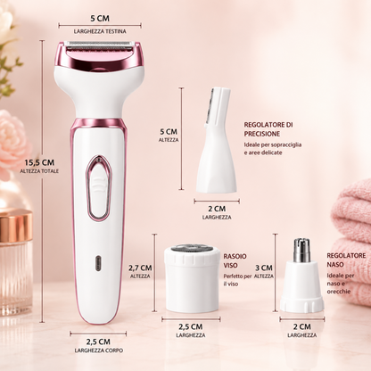 Kit Depilatore Elettrico Donna 4-in-1 Multi-Zona