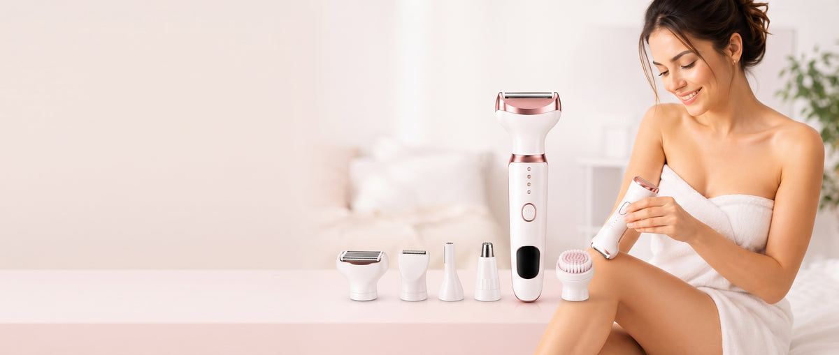 Kit depilatore elettrico Bellamille 4-in-1 con testine intercambiabili